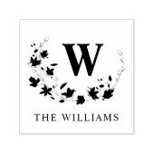 クラシックモノグラムファミリーネーム植物学リース セルフインキングスタンプ (デザイン)