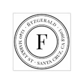 クラシックモノグラムファミリー名ラウンド差出人住所 ラバースタンプ (インプリント)