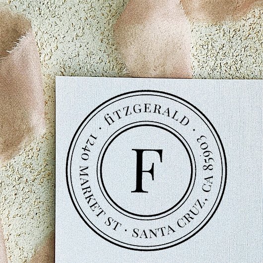 クラシックモノグラムファミリー名ラウンド差出人住所 ラバースタンプ