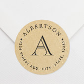 クラシックモノグラムファミリー名差出人住所クラフト ラウンドシール