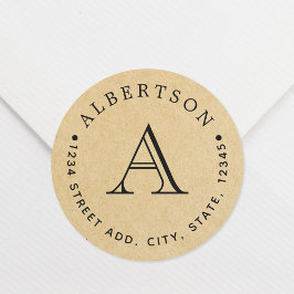 クラシックモノグラムファミリー名差出人住所クラフト ラウンドシール