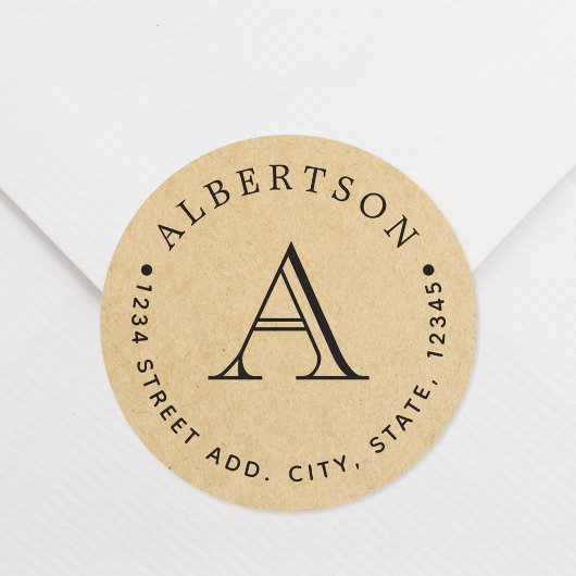 クラシックモノグラムファミリー名差出人住所クラフト ラウンドシール