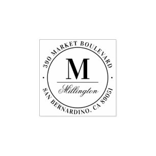 クラシックモノグラムファミリー名差出人住所 ラバースタンプ