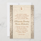 クラシックモノグラムフローラ高級結婚式招待状 招待状 (裏面)