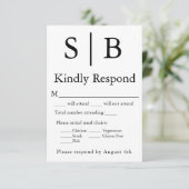 クラシックモノグラムブラックミール選択RSVPカード 出欠カード (スタンド正面)