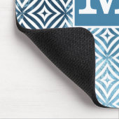 クラシックモノグラムブルーフロストダイヤモンドサークル マウスパッド (コーナー)