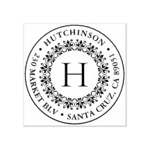 クラシックモノグラムラウンドファミリー名差出人住所