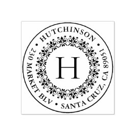 クラシックモノグラムラウンドファミリー名差出人住所 ラバースタンプ