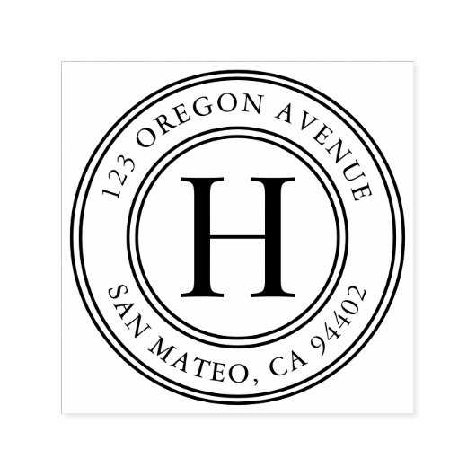 クラシックモノグラムラウンド差出人住所 セルフインキングスタンプ (デザイン)