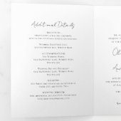 クラシックモノグラムリースのクレスト エレガントな結婚式 三つ折り招待状 (内部最初)