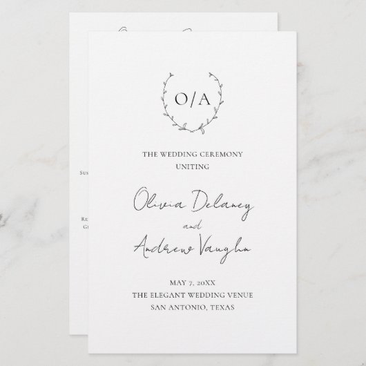クラシックモノグラムリースクレストエレガントウェディング (正面/裏面)