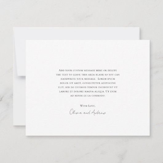 クラシックモノグラムリースクレストエレガントウェディング サンキューカード (裏面)