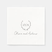 クラシックモノグラムリースクレストエレガントウェディング スタンダードカクテルナプキン (正面)