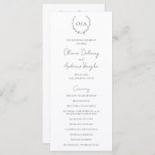 クラシックモノグラムリースクレストエレガントウェディング プログラム (正面/裏面)