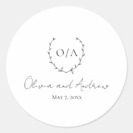 クラシックモノグラムリースクレストエレガントウェディング ラウンドシール