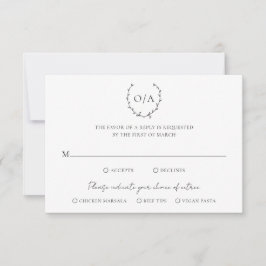 クラシックモノグラムリースクレストエレガントウェディング 出欠カード