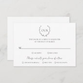 クラシックモノグラムリースクレストエレガントウェディング 出欠カード (正面/裏面)