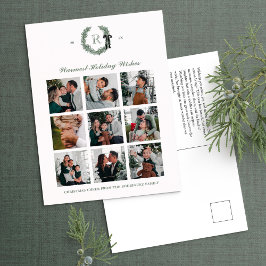 クラシックモノグラムリースクレストホリディハガキ ポストカード