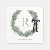 クラシックモノグラムリースクレスト紙ナプキンス スタンダードカクテルナプキン (正面)