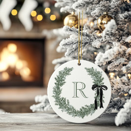 クラシックモノグラムリースクレスト紙ナプキンス セラミックオーナメント