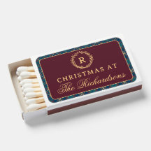 クラシックモノグラムリースバーガンディチェッククリスマス