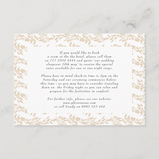 クラシックモノグラムリース詳細エレガントウェディング エンクロージャーカード (裏面)