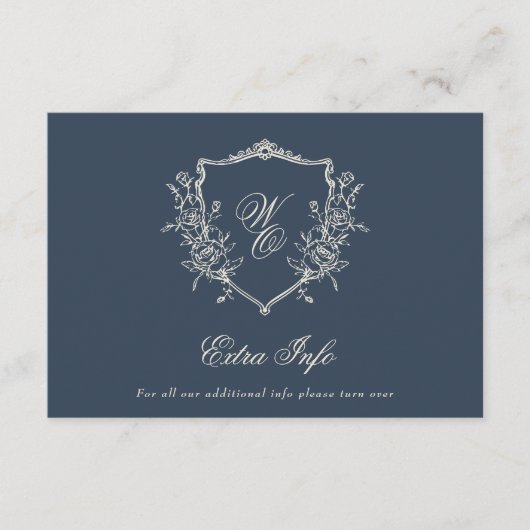 クラシックモノグラムリース詳細エレガントウェディング エンクロージャーカード (正面)