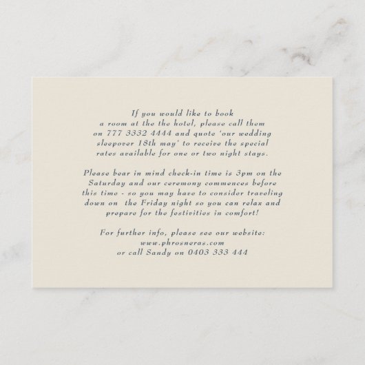 クラシックモノグラムリース詳細エレガントウェディング エンクロージャーカード (裏面)