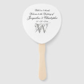 クラシックモノグラムロマンチックホワイト結婚式 プログラム ハンドファン (正面)