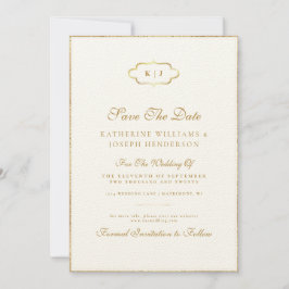 クラシックモノグラムロマンチック書の日付を保存 招待状