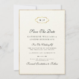 クラシックモノグラムロマンチック書の日付を保存 招待状