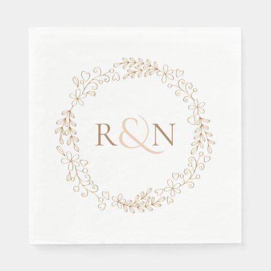 クラシックモノグラムローレルガーランド スタンダードランチョンナプキン (正面)