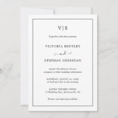 クラシックモノグラム伝統的エレガントウェディング 招待状 (正面)