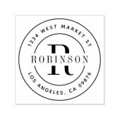 クラシックモノグラム名&ラウンド差出人住所 セルフインキングスタンプ (デザイン)