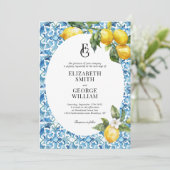 クラシックモノグラム地中海のレモンブ結婚ルーズ 招待状 (スタンド正面)