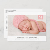 クラシックモノグラム女子の出産告知はがき ポストカード (正面/裏面)