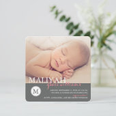 クラシックモノグラム女子の出産発表/バラ 案内状 (スタンド正面)