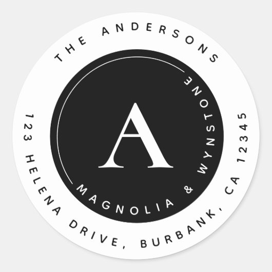 クラシックモノグラム対差出人住所クラシックRo ラウンドシール (正面)
