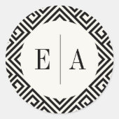 クラシックモノグラム幾何学的ギリシャ鍵シック結婚ズ ラウンドシール (正面)