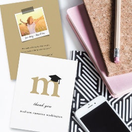 クラシックモノグラム文字Mモダン卒業キャップ サンキューカード