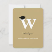 クラシックモノグラム文字W卒業モダンキャップ サンキューカード (正面)