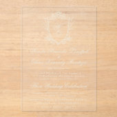 クラシックモノグラム炭フローラクレスト結婚ズ アクリル招待状 (正面)