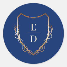 クラシックモノグラム王室のブルーゴールデン ラウンドシール