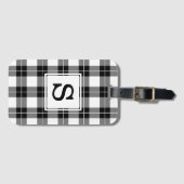 クラシックモノグラム白黒プレイドパターン ラゲッジタグ (正面横)