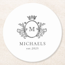 クラシックモノグラム白黒ラウンド紙カス ラウンドペーパーコースター