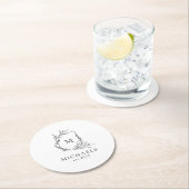 クラシックモノグラム白黒ラウンド紙カス ラウンドペーパーコースター (インサイチュ)