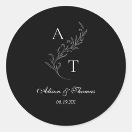 クラシックモノグラム結婚リーフ封筒用シール ラウンドシール