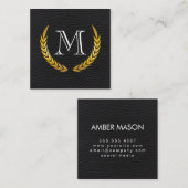 クラシックモノグラム装飾エレメフェイクントレザー スクエア名刺 (正面/裏面)