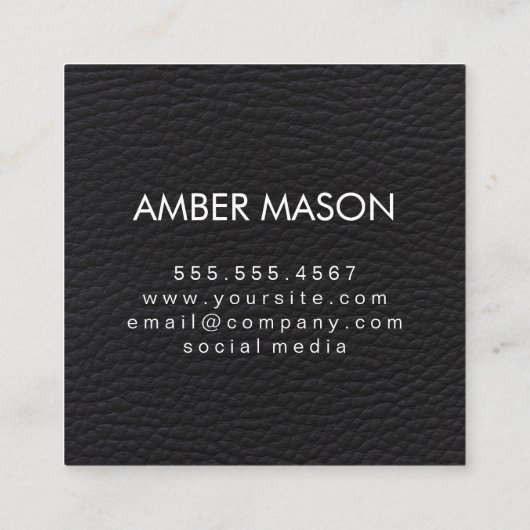 クラシックモノグラム装飾エレメフェイクントレザー スクエア名刺 (裏面)