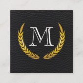 クラシックモノグラム装飾エレメフェイクントレザー スクエア名刺 (正面)